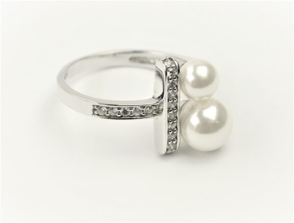 Ring in Sterlingsilber rhodiniert mit Perle – Bild 2