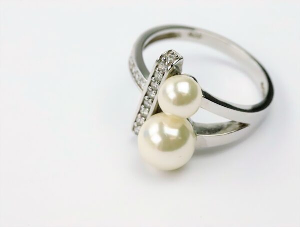 Ring in Sterlingsilber rhodiniert mit Perle – Bild 3