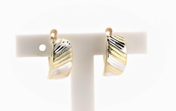 Schicke Creolen 333 Gold ( 8 Karat ) Weißgold und Gelbgold – Bild 2