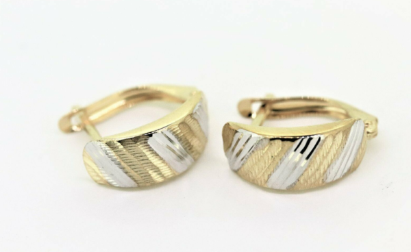 Schicke Creolen 333 Gold ( 8 Karat ) Weißgold und Gelbgold – Bild 3