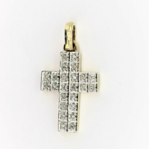 eleganter Kreuz Anhänger mit 24 kleine Diamanten