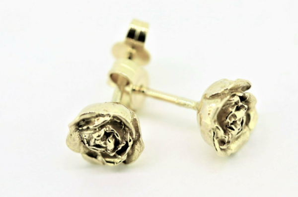 sehr feine Ohrstecker in Gelbgold - Rose
