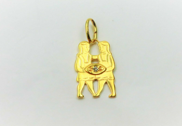 Anhänger als Sternzeichen. Zwillinge mit Diamant