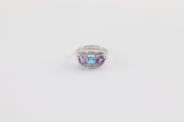 Ring mit Amathyst und Aquamarin in Sterlingsilber rhodiniert  Größe  52 – Bild 2