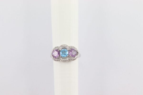 Ring mit Amathyst und Aquamarin in Sterlingsilber rhodiniert  Größe  52 – Bild 3