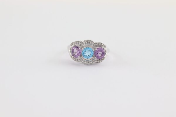 Ring mit Amathyst und Aquamarin in Sterlingsilber rhodiniert  Größe  52 – Bild 5