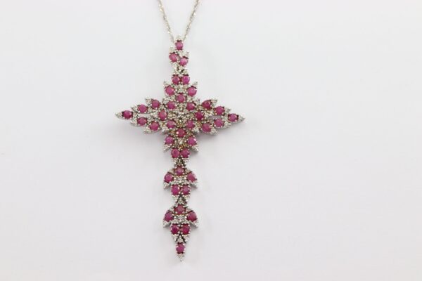 Anhänger Kreuz in Sterlingsilber mit Rubinen – Bild 5