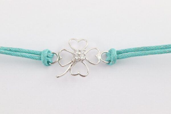 schönes Armband in Sterlingsilber mit Stoffband türkis – Bild 3