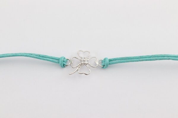 schönes Armband in Sterlingsilber mit Stoffband türkis – Bild 4