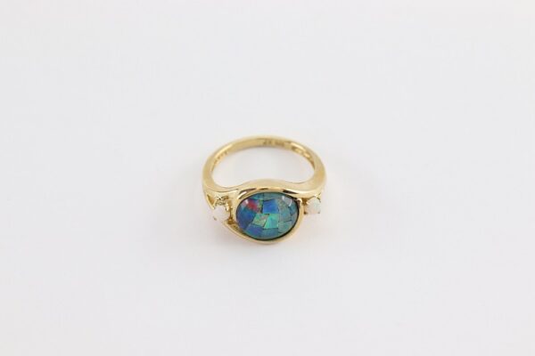 sehr schöner Ring in Silber vergoldet mit Welo-Opal