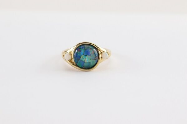 sehr schöner Ring in Silber vergoldet mit Welo-Opal – Bild 7