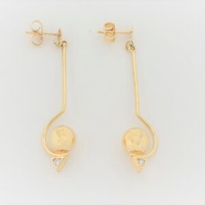 schöne, lange Ohrstecker in Gelbgold mit Zirkonia