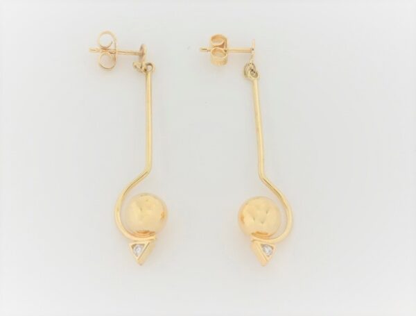 schöne, lange Ohrstecker in Gelbgold mit Zirkonia