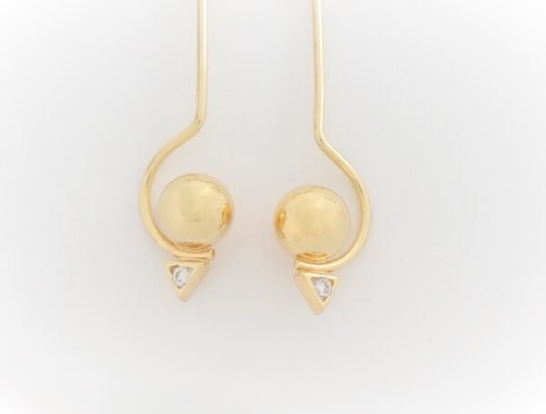 schöne, lange Ohrstecker in Gelbgold mit Zirkonia – Bild 3
