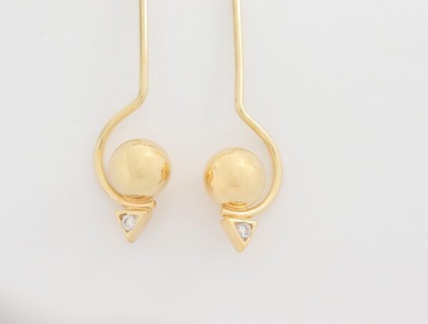 schöne, lange Ohrstecker in Gelbgold mit Zirkonia – Bild 4