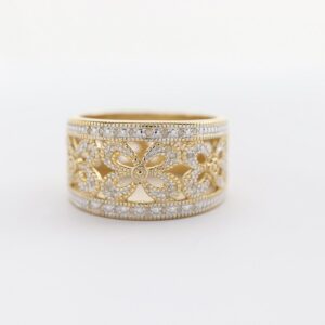sehr feiner Ring in Silber vergoldet mit Diamanten
