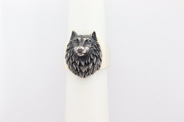 sehr schöner Ring mit einem Hundkopf in Sterlingsilber – Bild 2