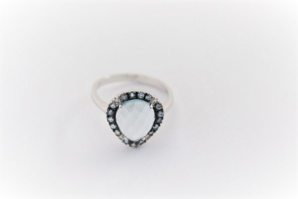 sehr feiner Ring in Sterlingsilber mit synth. Steinen – Bild 2