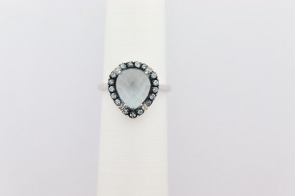 sehr feiner Ring in Sterlingsilber mit synth. Steinen – Bild 5