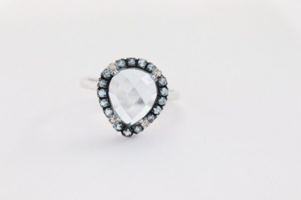 sehr feiner Ring in Sterlingsilber mit synth. Steinen – Bild 7