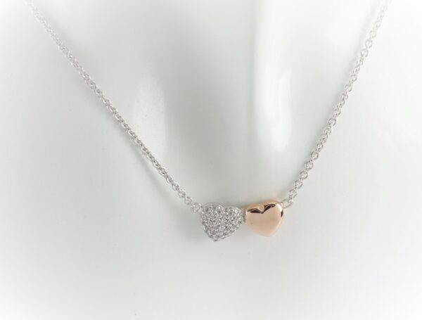 sehr feines Collier in Sterlingsilber rhodiniert – Bild 2