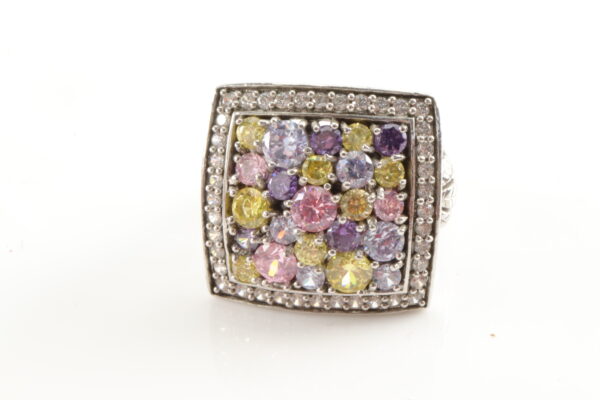 sehr schöner, bunter Ring in Sterlingsilber rhodiniert – Bild 4