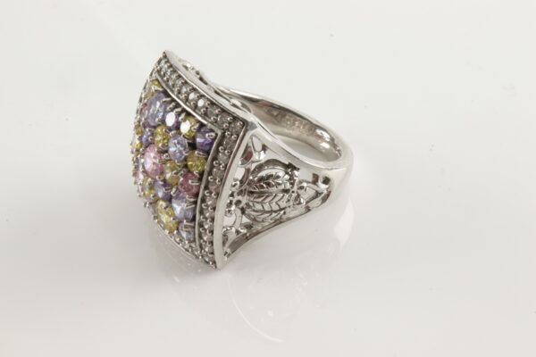 sehr schöner, bunter Ring in Sterlingsilber rhodiniert – Bild 5