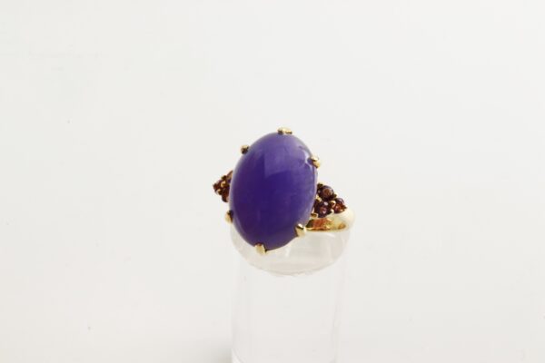 sehr schöner Ring mit lila Jade und Amethyst – Bild 3