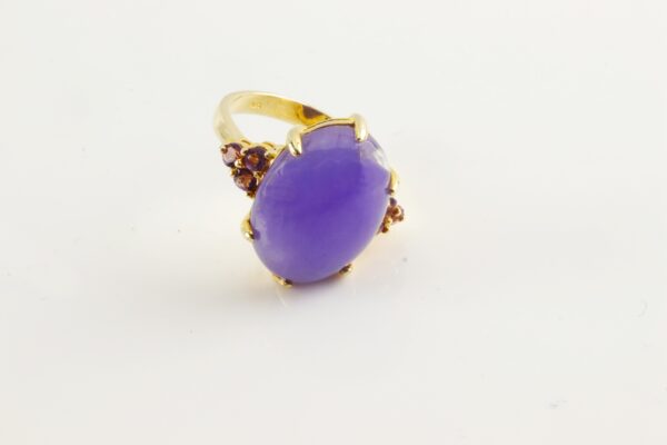 sehr schöner Ring mit lila Jade und Amethyst – Bild 4