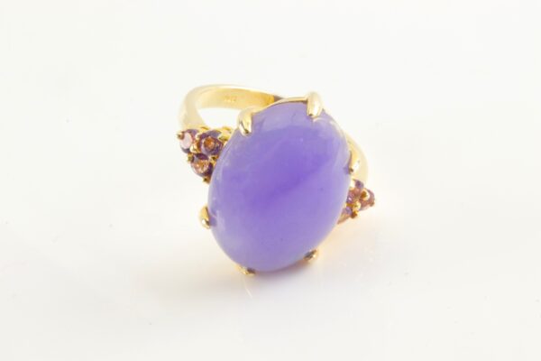 sehr schöner Ring mit lila Jade und Amethyst – Bild 5