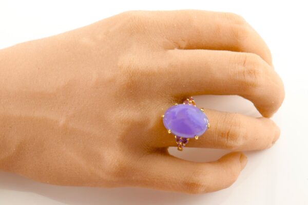 sehr schöner Ring mit lila Jade und Amethyst – Bild 6