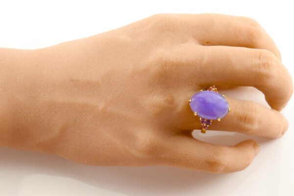 sehr schöner Ring mit lila Jade und Amethyst – Bild 7