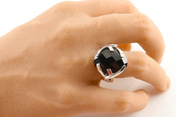Ring mit synth. Onyx in Sterlingsilber rhodiniert – Bild 7