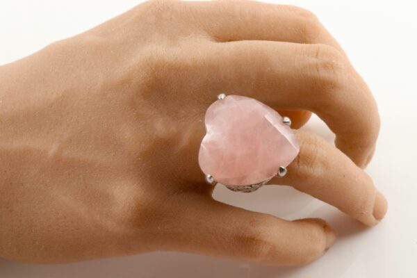 massiver Ring in Sterlingsilber mit Rosenquarz – Bild 7