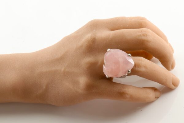 massiver Ring in Sterlingsilber mit Rosenquarz – Bild 8