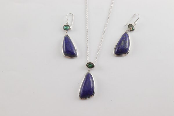 Schmuckset ganz besonderst in Sterlingsilber mit Lapislazuli – Bild 3