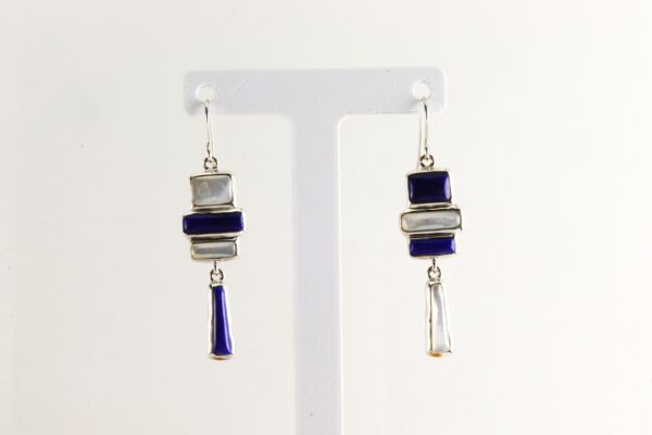 feine Ohrhänger mit Perlmutt und Lapislazuli in Sterlingsilber – Bild 5