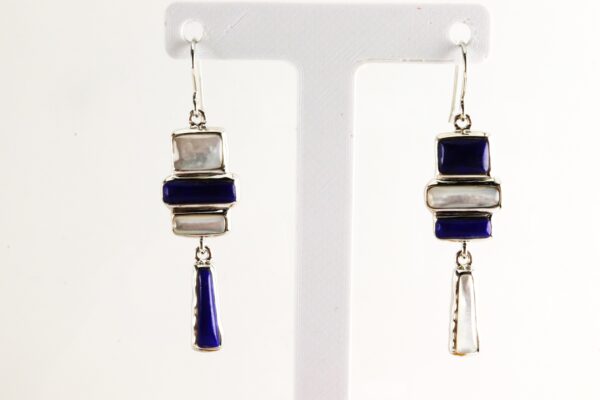 feine Ohrhänger mit Perlmutt und Lapislazuli in Sterlingsilber – Bild 6