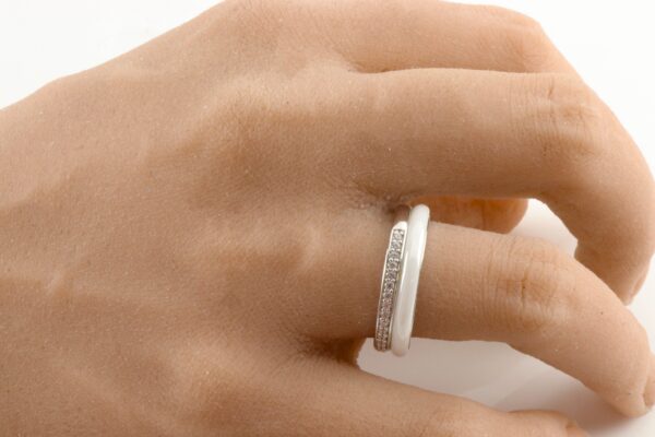 Ring in Sterlingsilber mit Perlmutt und Zirkonia – Bild 2