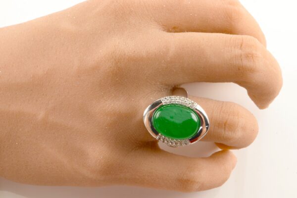 Ring in Sterlingsilber mit grüner Jade – Bild 3