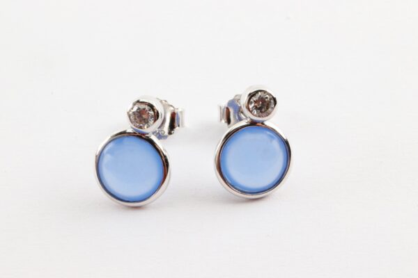 Ohrstecker in Sterlingsilber mit blauem Achat