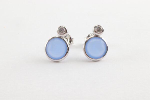 Ohrstecker in Sterlingsilber mit blauem Achat – Bild 4