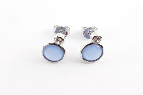 Ohrstecker in Sterlingsilber mit blauem Achat – Bild 5