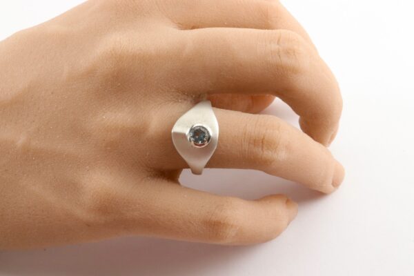 feiner Silberring mattiert mit Aquamarin – Bild 6