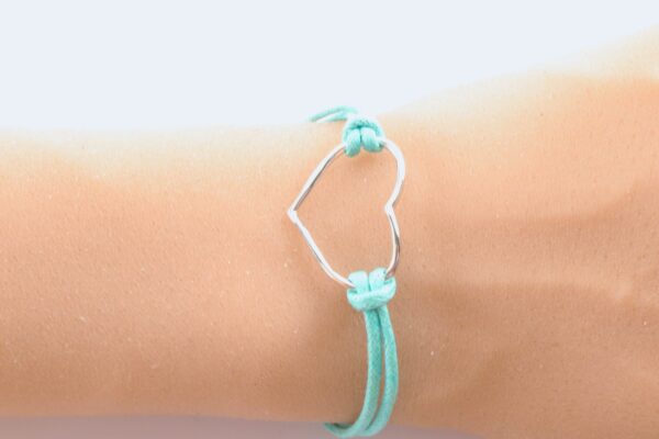 modernes Armband Silber mit Lederband – Bild 4