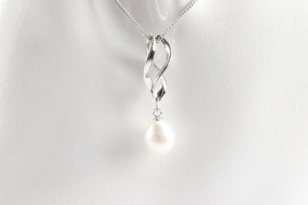 Collier in Sterlingsilber rhodiniert mit SWZ - Perle – Bild 2