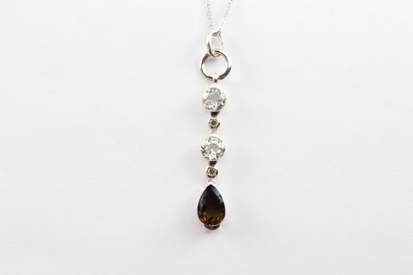 Collier in Sterlingsilber mit Rauchquarz und Weißtopasen – Bild 2