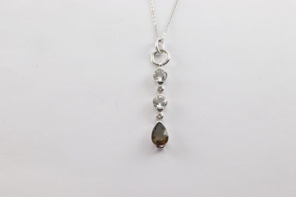 Collier in Sterlingsilber mit Rauchquarz und Weißtopasen – Bild 3