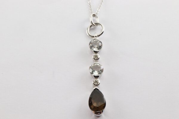 Collier in Sterlingsilber mit Rauchquarz und Weißtopasen – Bild 4