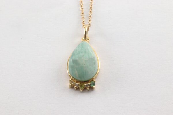 Collier in Sterlingsilber vergoldet mit Amazonit – Bild 4